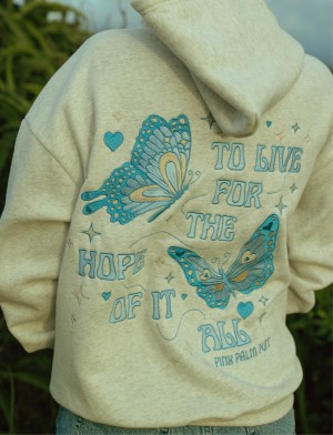 White Pink Palm Puff To Live For the Hope of it All Women Hoodie | P-86254979