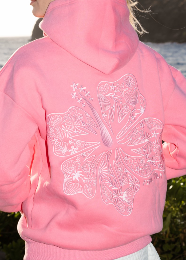 Pink Pink Palm Puff Hawaii Hibiscus Women Hoodie | P-32617099